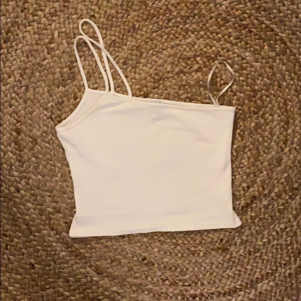 White one shoulder crop top